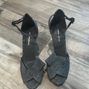 ANTONIO MELANI Black Heels with Cross-Strap Design